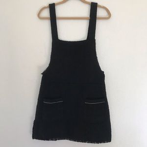 Romwe Black Fringe Overall Dress
